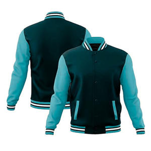 Men's Winter Varsity <b>Jacket</b> Thick Breathable Polyester/Cotton Fabric Long Sleeve Stand Collar Single Button Solid Custom - Product Image 4