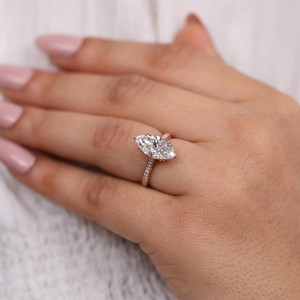 Anillo de Diamante CVD con Corte Marquesa de 3.01 Quilates, Certificado por IGI, Oro Rosa de 14K, Cultivado en Laboratorio, Regalo de Compromiso para Ella - Product Image 6
