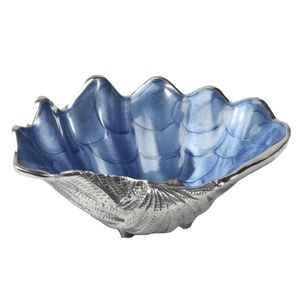 Tazón de Metal Esmaltado Azul para Decoración del Hogar, Centro de Mesa, para Servir Frutos Secos, Galletas y Aperitivos - Product Image 1