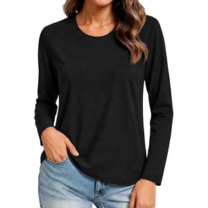 Pull en jersey 100 % coton tricoté à manches trois-quarts et col rond pour femme, coupe décontractée, longueur normale, couleur unie, idéal pour l'été - Product Image 2
