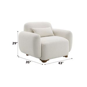 Poltrona Darius Beige in tessuto bouclé con 1 cuscino decorativo, elegante mobile da soggiorno - Product Image 2