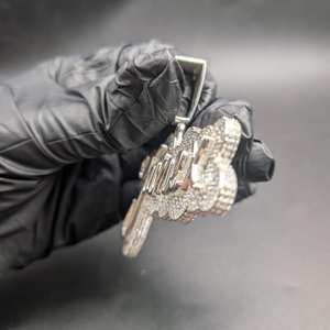 Colgante de Plata de Ley 925 con Letra Personalizada, Micro Pavé de Diamantes Moissanite VVS de Lujo, Estilo Hip Hop, Unisex - Product Image 2