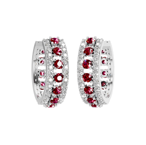 925 argent Sterling classique pavé diamant boucles d'oreilles créoles rubis naturel pierre précieuse finition or blanc à la mode pour les mariages fêtes cadeau - Product Image 1