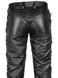 Pantalones de Lona y Cuero para Hombre, Corte Slim Fit, Cintura Media, Transpirables, Impermeables, Estilo Motociclista, Rectos, Vintage, a la Moda - Product Image 2