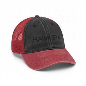 หมวกแก๊ปทรงทรัคเกอร์ Hawk Eye สีแดงดำ 6 แผง ตาข่ายด้านหน้า ปักลาย ปรับขนาดได้ ใส่ได้ทั้งชายหญิง สไตล์ลำลอง - Product Image 2