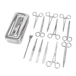 Kit de 13 pièces de matériel chirurgical dentaire de base en acier, classe I, manuel, réutilisable, avec poignée, pour interventions chirurgicales mineures - Product Image 1