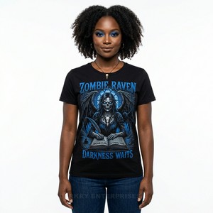 Camiseta con Gráfico de Acuarela Personalizada para Mujer, Camiseta Artística con Retrato de Zombie, Estampado Abstracto de Terror, Fabricante de Camisetas de Moda de Algodón - Product Image 2