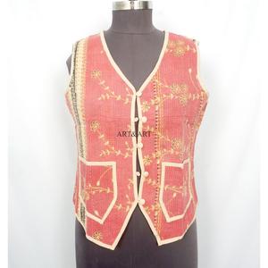 Handmade Traditional Vintage <b>Kantha</b> Vest <b>Jacket</b> Knitted 100% Pure Cotton Open Design Breathable Eco-Friendly Quick Dry - Product Image 1
