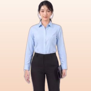 เสื้อเชิ้ตผ้าไผ่สีฟ้าสำหรับผู้หญิง ANIMA ระบายอากาศได้ดี เหมาะสำหรับใส่ทำงานแบบลำลอง - Product Image 3