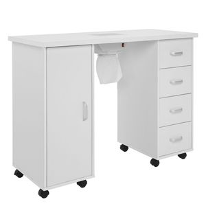 Tavolo per Manicure Bianco con Anta Singola in MDF e 4 Cassetti con Vetro e Ventilatore [Stesso Codice 64112382] - Product Image 3