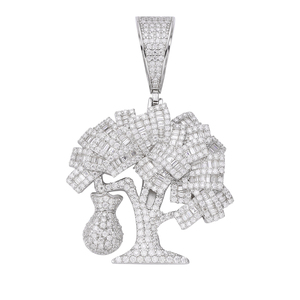 Colgante de Diamante Moissanite VVS en Plata S925 con Certificado IGI, Colgante de Diamante con Corte Baguette en Forma de Árbol Personalizado - Product Image 3
