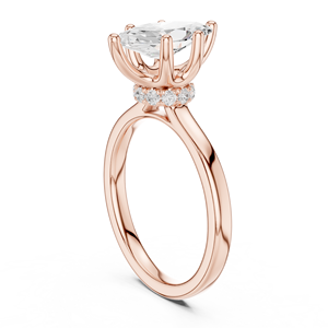 Anillo de Compromiso Vinson Project con Banda Halo Oculta Elegante, Moissanita Corte Marquesa, Acabado en Oro Rosa 14K/18K - Product Image 4