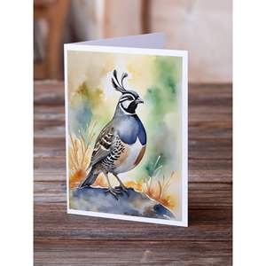 California Quail Whimsical A7 <b>Greeting</b> <b>Cards</b> Pack of 8 Blank <b>Note</b> <b>Cards</b> with Envelopes 5x7 Size - Product Image 2