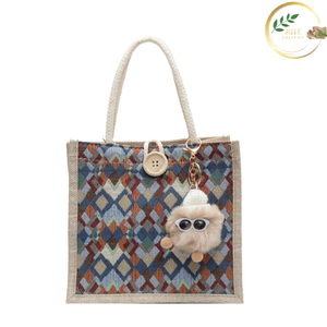 Sac à main en jute écologique tendance avec poignées confortables - Product Image 3