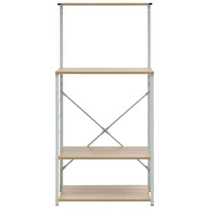 Armoire pour micro-ondes blanche et chêne clair 23,6"x15,6"x48,4" avec étagères et unités de rangement en bois d'ingénierie - Product Image 3