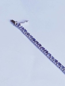 Natural Tanzanite Tennis Bracelet in Sterling Silver White Gold Plated Elegant Luxury Blue Gemstone for Women Wedding Gift - Product Image 1