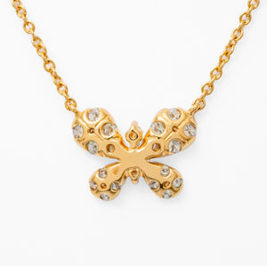 Fine Jewelry 14K Yellow Gold Round Lab Grown Diamond Butterfly Pendant Necklace 0.35ct Elegant Design OEM ODM Wholesale Supplier - Product Image 2