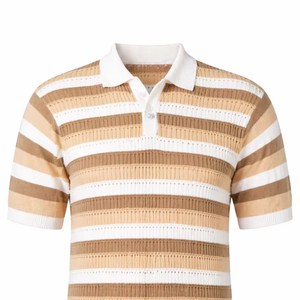 Camiseta Polo de Punto a Rayas Premium para Hombre |   Ropa Casual Transpirable para el Verano - Product Image 1