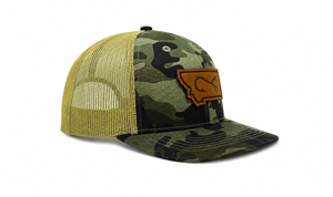 Casquette Trucker à imprimé camouflage avec patch en cuir personnalisé, 6 panneaux, profil moyen, fermeture à pression en plastique, pour un style décontracté, fabriquée au Vietnam - Product Image 2