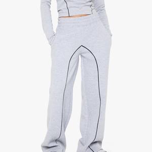 Men's Gray Sweatpants <b>Elastic</b> <b>Waist</b> Side Stripe Casual Jogger Pants Breathable Knitted Cotton Autumn Wear - Product Image 2