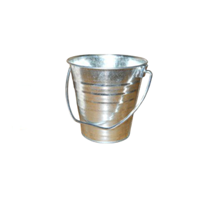 Cubo de hierro galvanizado plateado de la mejor calidad con asa, estilo vintage, para decoración de casa de campo o uso general. - Product Image 6