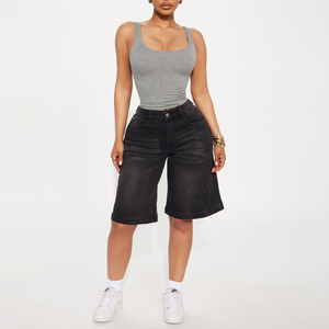 Premium Quality Custom Women Gray Square Neck Knitted Tank Top Casual Sleeveless Crop Top Solid Color Ribbed Fit Tank Top Women - Product Image 3