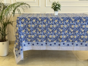 Nappe en coton imprimée à la main, vaisselle, nappes de table pour cocktails, mariages, housses sur mesure - Product Image 2