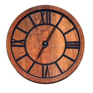 Nouvelle Arrivée 2026 Grande Horloge Murale en Bois 12-24 Pouces Silencieuse Sans Tic-Tac Design Bois & Métal Décoration Maison Vente en Gros - Product Image 4