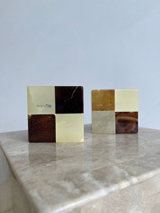 Serre-livres en forme de cube en marbre naturel, décoration de luxe pour la maison et le bureau, organisateur de bureau moderne, idée cadeau - Product Image 2