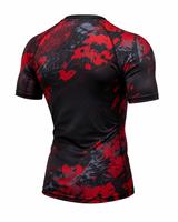 T-shirt de sport respirant à manches courtes pour homme, imprimé camouflage noir et rouge, séchage rapide, en spandex, anti-transpiration, vente chaude