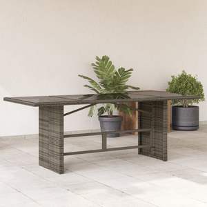 Gray 74.8"x31.5"x29.1" Outdoor Poly <b>Rattan</b> Patio <b>Table</b> with Glass Top - Product Image 1