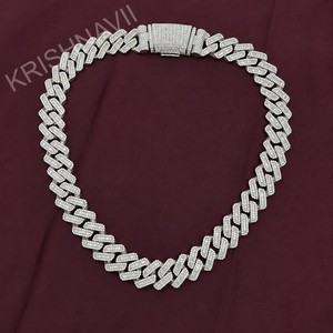 20MM Moissanite 925 Silver 18K Gold Plated Cuban Link Chain Iced Mens Women Luxury Hip Hop Jewelry <b>Statement</b> <b>Necklace</b> Premium - Product Image 4