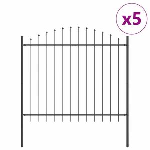 Clôture de jardin en acier thermolaqué 5 pièces, 66,93 x 74,80 pouces, filet gris pour usage extérieur - Product Image 2