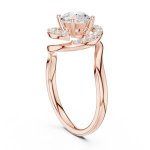 Anillo de Moissanita Brillante con Corte Redondo y Halo Flotante - Anillo de Plata Chapado en Oro Rosa con Diseño de Espiral para Mujer - Product Image 2