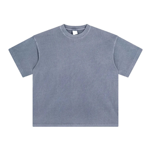 T-shirt unisexe à col rond et manches courtes en tricot épais, motif léopard, coupe oversize, en jersey de coton respirant, effet délavé - Product Image 3