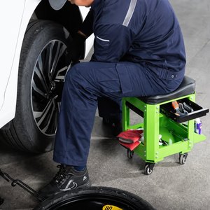Vietnam Rolling Stool with 2 Drawer <b>Tool</b> Storage Heavy Duty Garage Creeper Seat 280lb Swivel Casters Workshop Chair GAPGAR027 - Product Image 1