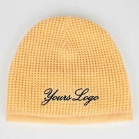Bonnet d'hiver thermique personnalisé avec logo brodé, en tricot gaufré doublé polaire, casquette ajustée, bonnets d'hiver personnalisés