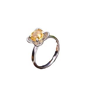 Bague en argent Sterling 92.5 de 2.8 grammes, pierre de naissance de novembre, forme ronde, dernière conception Simple, bague en Citrine naturelle - Product Image 1