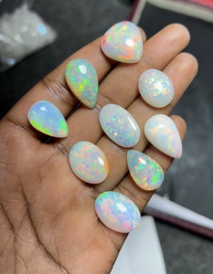 AAA+ Natural Big Size White Opal Cabochon Multi Fire <b>Rainbow</b> Faceted Oval Pear Loose Opal Gemstones Trimurti Gems for - Product Image 1