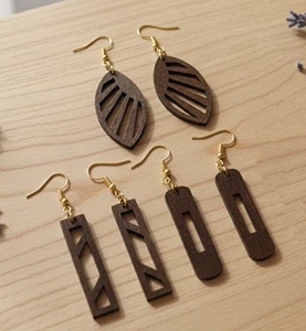 AMULYAM OVERSEAS - Pendientes de Madera Hechos a Mano, Geométricos, Triangulares, Rectangulares, en Forma de Lágrima, Tono Dorado, Joyería de Moda, Regalo para Mujer - Product Image 2