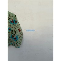 Veste indienne en velours brodée de fleurs, blouson pour femme, col mandarin, manches longues, broderie artisanale