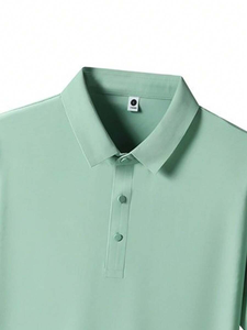 T-shirt d'été pour homme en soie glacée à séchage rapide et toucher frais, T-shirt fin à manches courtes pour affaires, haut décontracté élastique de couleur unie pour le sport - Product Image 5