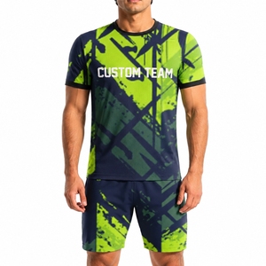 ชุดเสื้อกีฬายูนิเซ็กซ์แบบกำหนดเองพร้อมกางเกงขาสั้น ดีไซน์ทันสมัย ระบายอากาศได้ดี สวมใส่สบาย ชุดเสื้อกีฬาสำหรับเล่นเกมระดับพรีเมียม ดีไซน์ทีมแบบกำหนดเองได้อย่างมีสไตล์ - Product Image 1