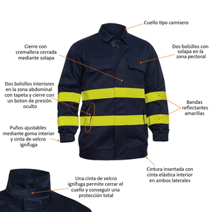 Uniforme de Trabajo Ignífugo para Hombre, Traje de Seguridad Reflectante de Poliéster para Bomberos - Product Image 3