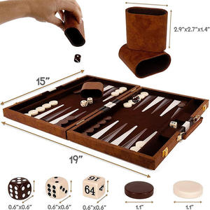 Luxury PU Leather Foldable Durable Tournament <b>Backgammon</b> Set Portable Travel Board Game with Red & White - Product Image 6