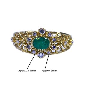 Wedding Wear 925 Sterling <b>Silver</b> Gold Plated Jewelry <b>Emerald</b> White Topaz Gemstone Women Wear Classic <b>Ring</b> - Product Image 6