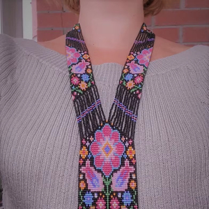 WHOLESALE BOHO style BUkrainian <b>Beaded</b> Necklace <b>Set</b>: Crane Bird Floral Ethnic Jewelry Traditional Beadwork FOR PARTY,CHRISTMAS - Product Image 3