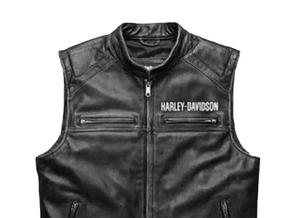 Gilet en cuir pour motard, avec patch brodé, gilet de moto Harley - Product Image 3