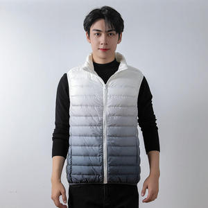เสื้อกั๊กสปอร์ตบุขนเป็ดสำหรับผู้ชาย มีซิปและคอตั้ง น้ำหนักเบา สีขาวไล่เฉด สำหรับใส่ในฤดูหนาว แบบไม่มีแขน - Product Image 5