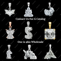 Pendentif Charme Lapin Mignon en Argent Sterling 925 Plaqué Rhodium Or Fin avec Diamant de Laboratoire Certifié GIA IGI 9 carats D/E/F VVS VS